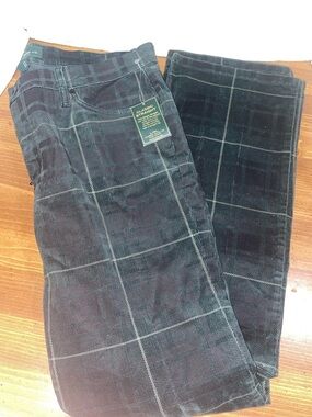 Lauren Jeans Co Ralph Lauren Plaid Corduroy Blue + Green NEW Size 14 Women's